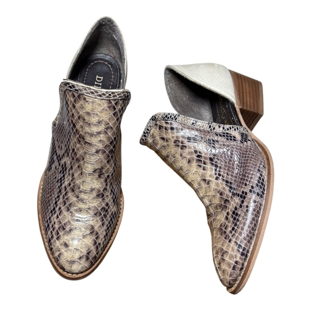Diba True Shy Town Cut Out Boho Western Snake Print Leather Suede Boots‎ sz 9